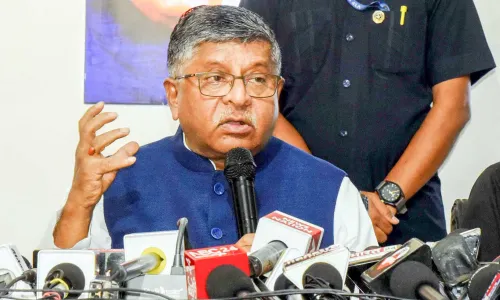 Patna: Ravi Shankar Prasad conducts a press briefing
