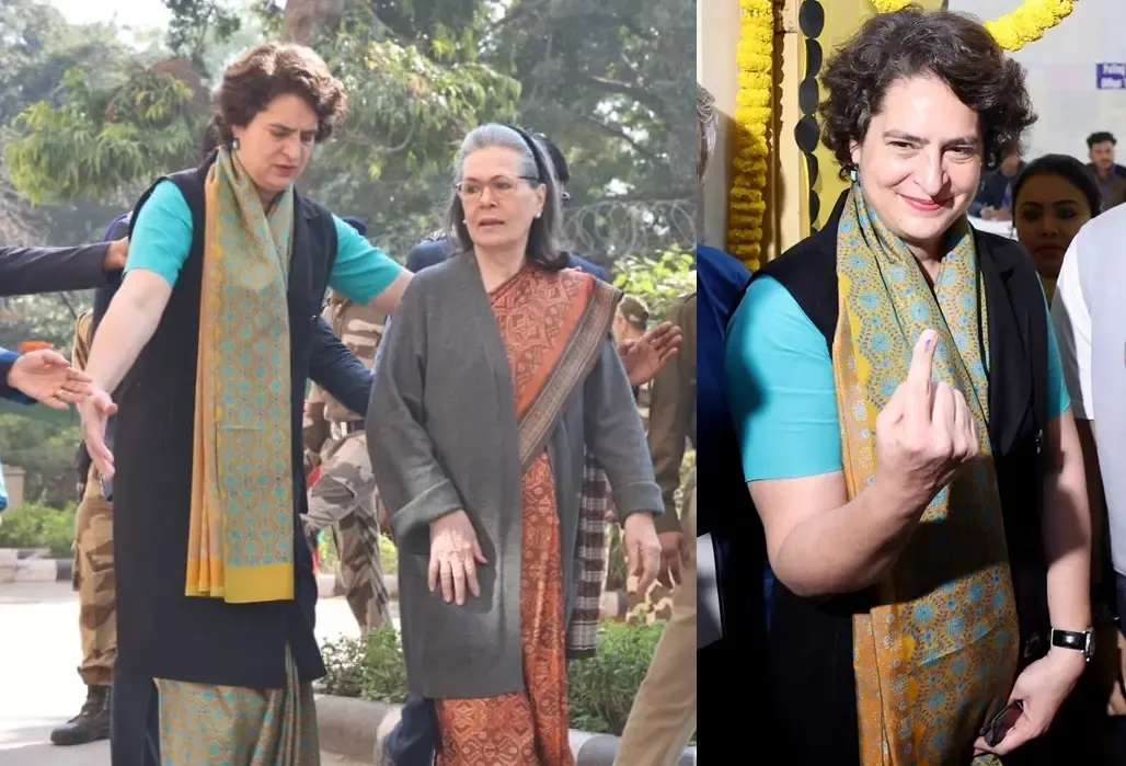 Sonia Gandhi and Priyanka Vote in Delhi Assembly Elections