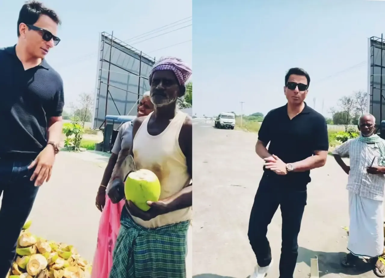 Sonu Sood Receives Special Reception at Chennai Coconut Water Stall