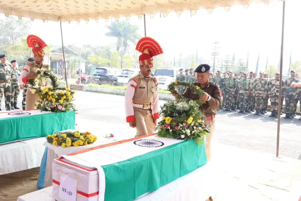 Homage Paid to Three BSF Jawans Who Died in Manipur Road Mishap