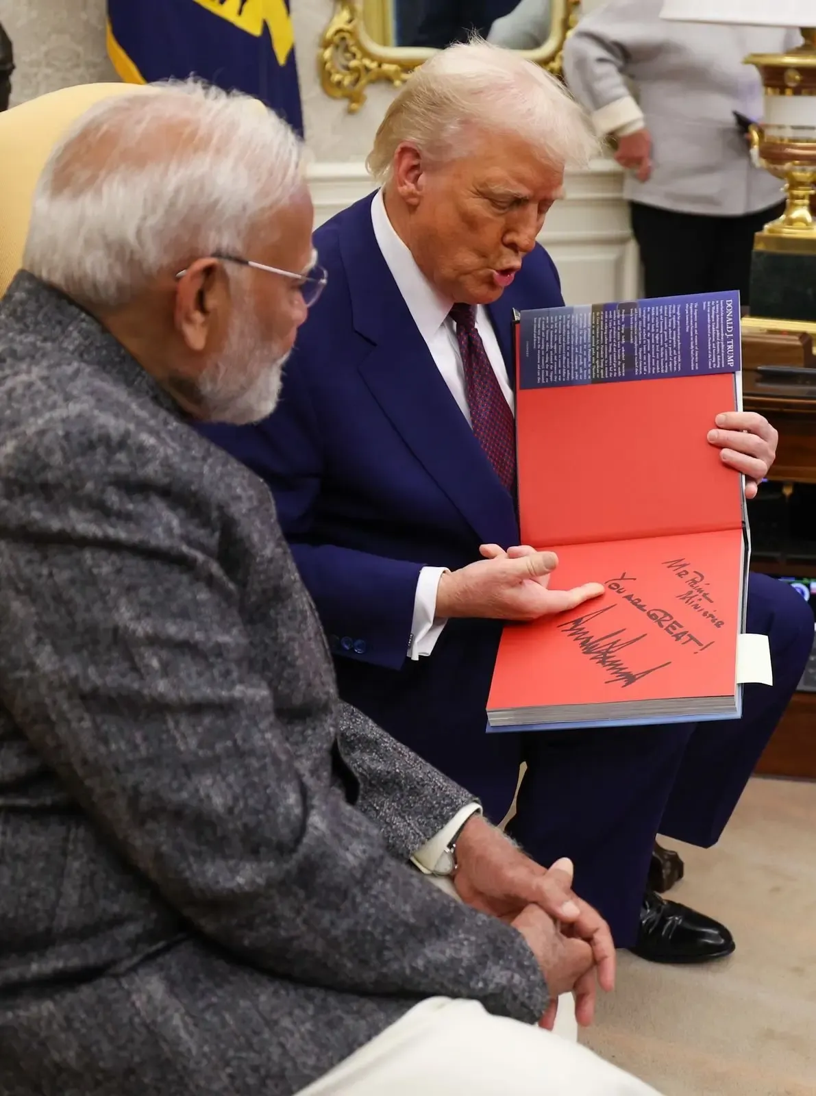 Trump Presents Signed Book to PM Modi, Calls Him 'Great'