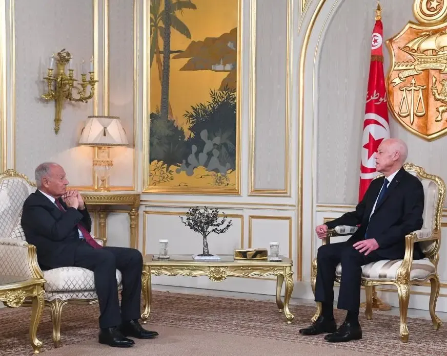 Tunisian President Kais Saied Reiterates Support for Palestinian Statehood in Meeting with Arab League Chief