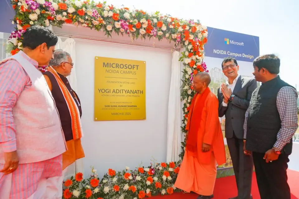 Uttar Pradesh Chief Minister Attends Microsoft India Development Centre Groundbreaking in Noida
